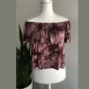 Sky & Sparrow Tie Dye Off The Shoulder Top Sz M